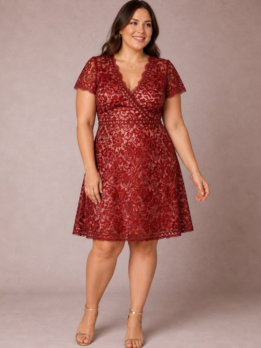 Burgundy Lace Dress 12 NWT Wedding Guest Cocktail Romantic Midi